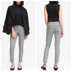 Banana Republic Sloan Skinny Fit Gray Plaid Ankle Pants Women's Size 6